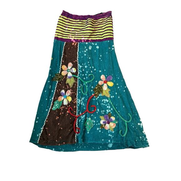 Rising International‎ Tunic Dress Tube Top Embroidered Boho 90s Applique Small - Picture 1 of 7